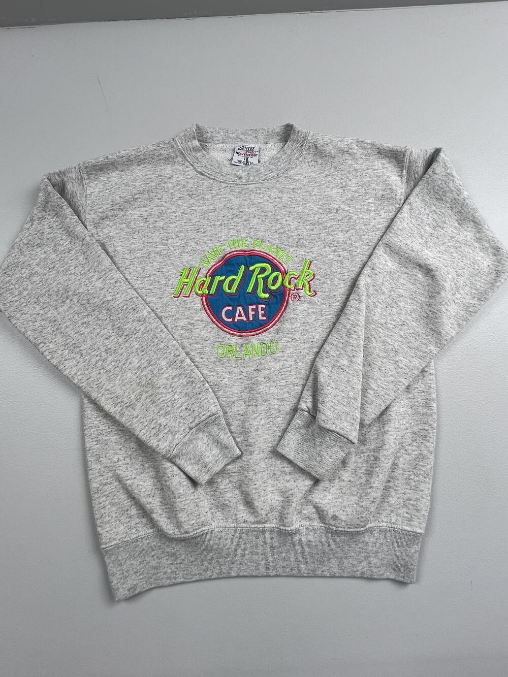 Vintage Santee Sweatshirt Mens Large Gray Fleece Hard Rock Cafe Orlando USA